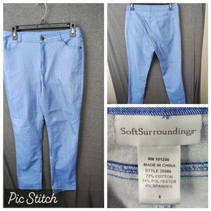 Soft Surroundings Stretch Ankle Pants Size 8 Blue Denim